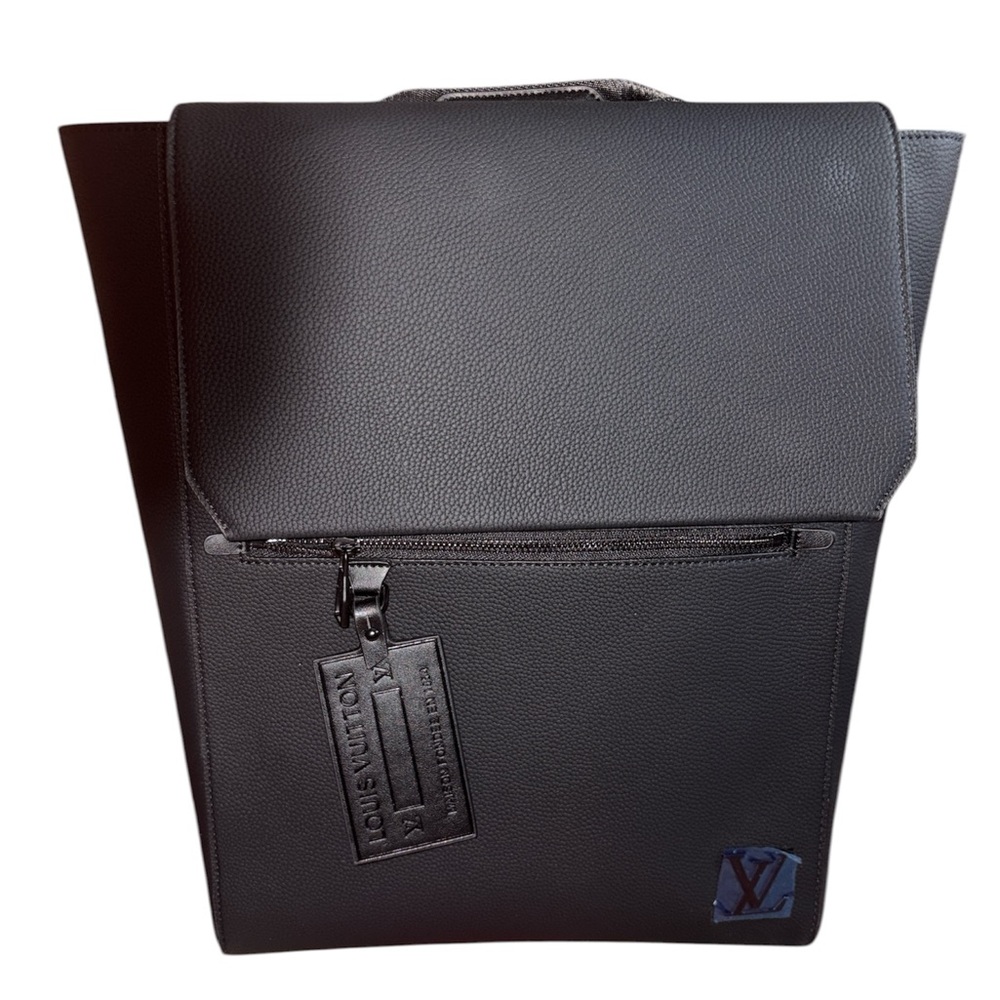Fashion Lux Black TOGO Leather Men's Briefcase with LV Patch